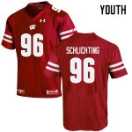 Youth Wisconsin Badgers NCAA #96 Conor Schlichting Red Authentic Under Armour Stitched College Football Jersey QS31Z34IW
